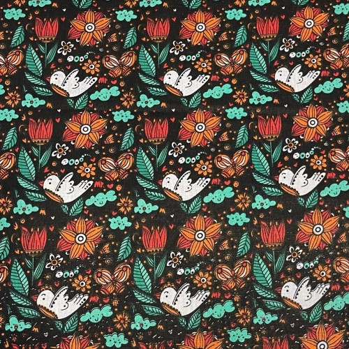 Tissu Printed cotton  555009 2noir