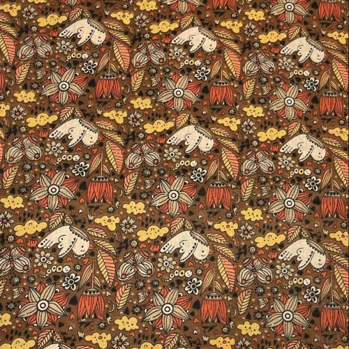 Tissu Printed cotton  555009 4marron