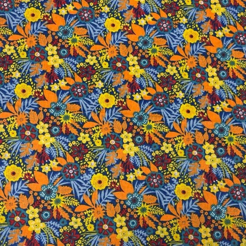 Tissu Printed cotton  555014 3bleu