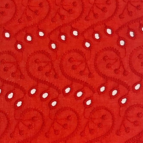 Tissu Color embroidery 38 rouge
