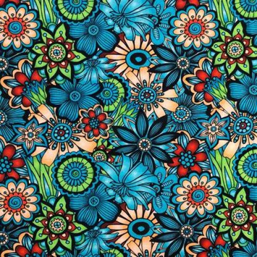 Tissu New digital printed cotton 311 bleu